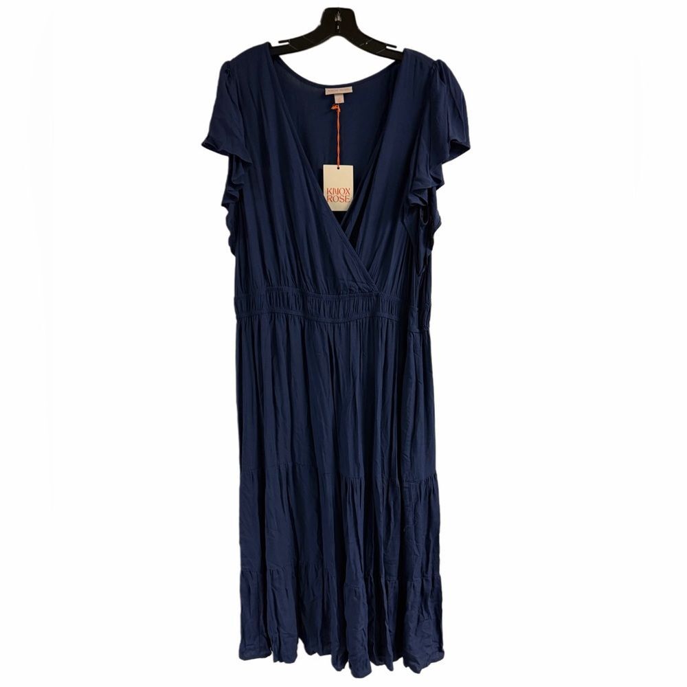 NWT Knox Rose Tiered Navy Blue Dress With Pockets Size XXL